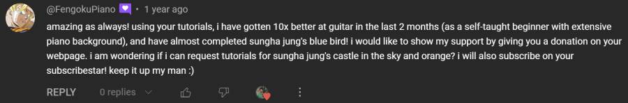 fengoku YouTube thank you comment