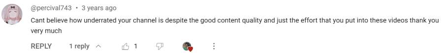 Positive comment from Percival