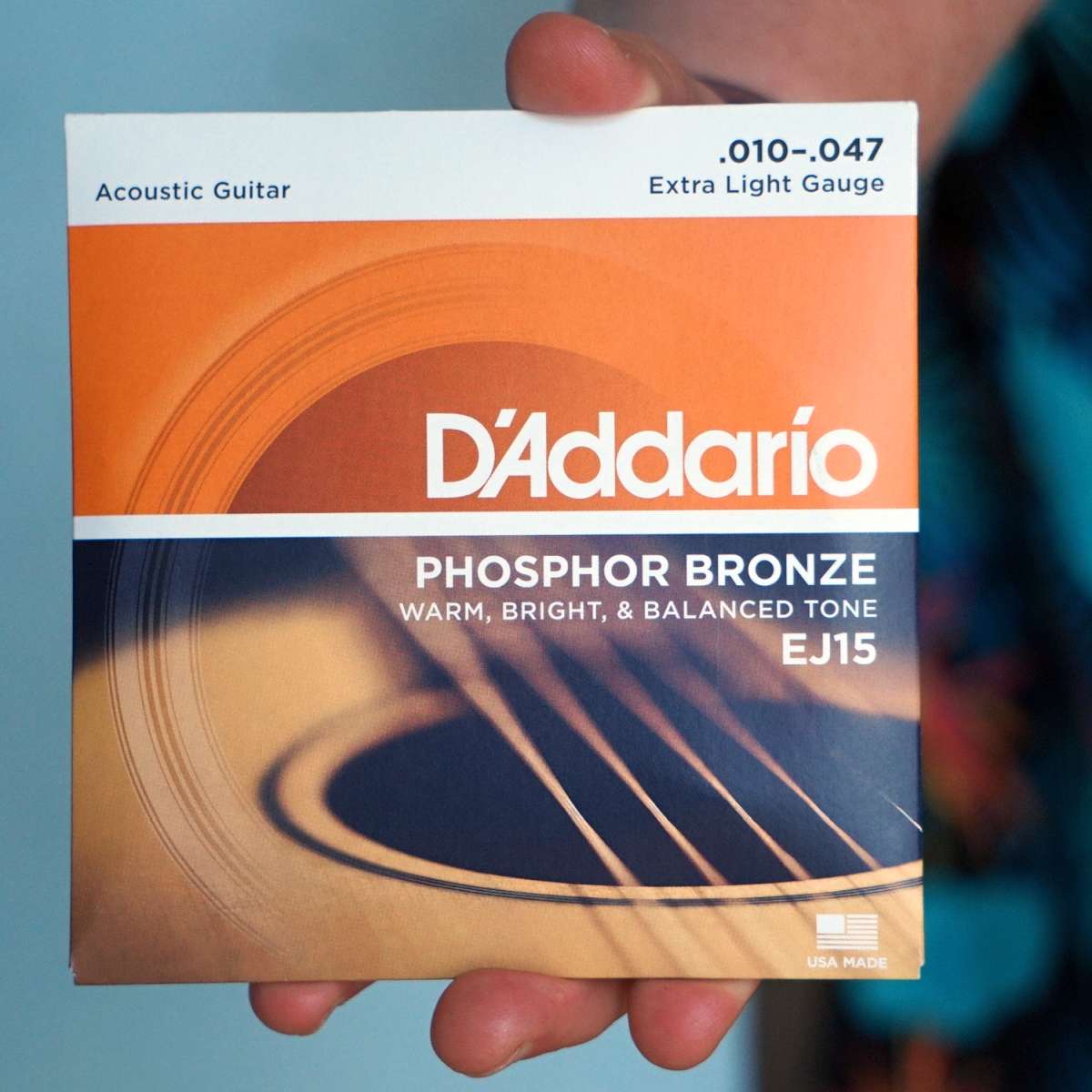 D'Addario EJ15 Phosphor Bronze Extra Light Acoustic Guitar Strings in packaging