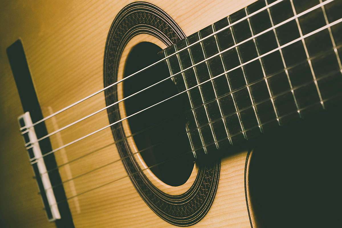 Close-up image of the sound hole of the Cordoba GK Studio flamenco guitar