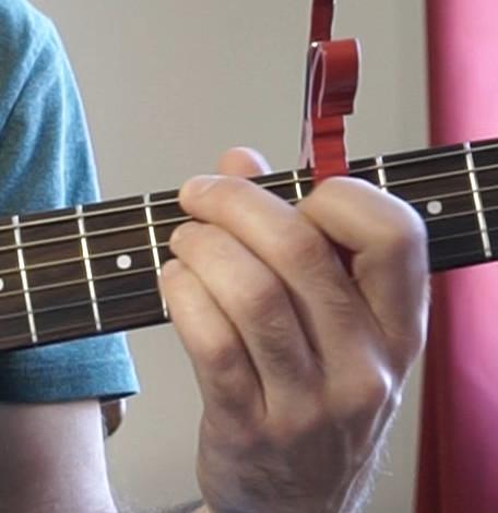 Illustration of a DADGAD chord with a capo