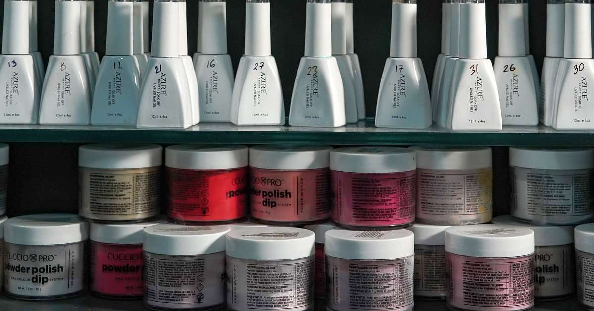 An image showing nail salon products such as clear gel and acrylic