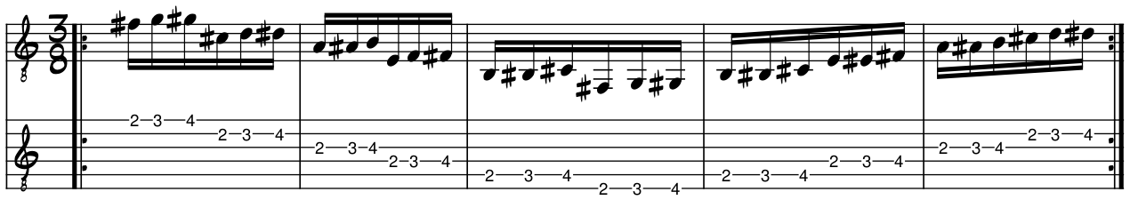 Tablature for Lauren's spider but for the weaker fingers